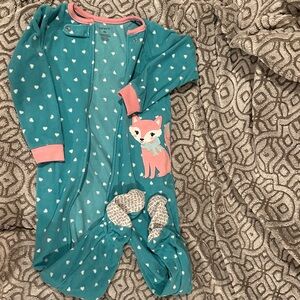 Carters 4T Fleece Footie- Fox Print